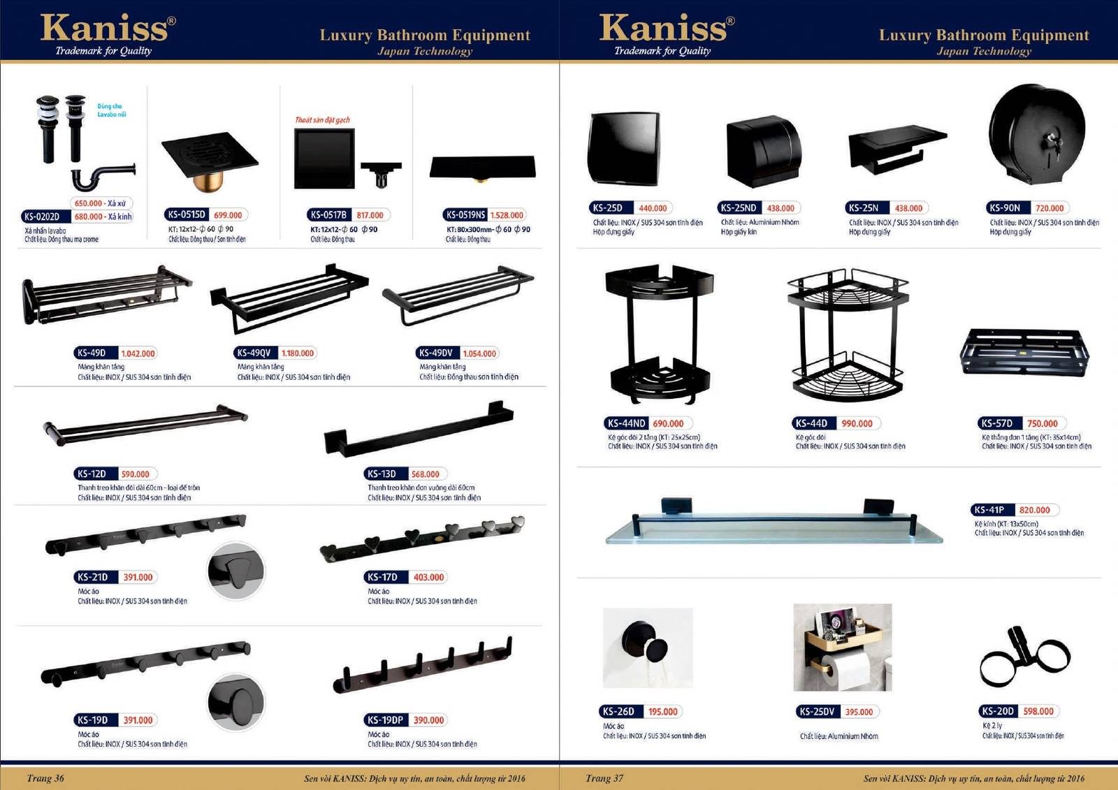 Catalogue và Bảng giá Thiết bị vệ sinh KANISS mới nhất /Page 19